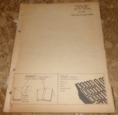 1950's-60's john deere assorted disk harrows parts list in good shape used