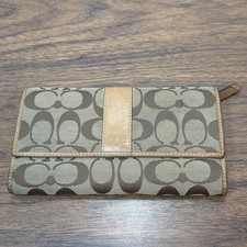 Vintage Coach Leatherware Wallet Trifold Signature Brown Classic Stripe