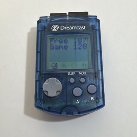 Sega Dreamcast VMU Visual Memory Unit Clear Smoke Blue Grey HKT-7000 w/Cover