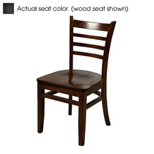 Oak Street Mfg WC101WABLK Ladderback Walnut Wood Chair w/Black Vinyl