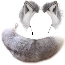 Fox Ears Tail Therian Gear Wolf Ears Kids Fluffy Costume Girls Over 1 Year
