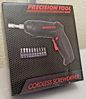  Precision Tool Max Cordless Screwdriver Set   Rechargeable + Bits - New in Box