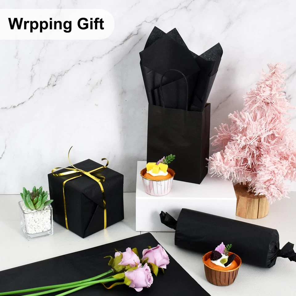 Bulk Black Tissue Paper 100 Sheets, 14x20 Inch, Gift Bag Filler DIY Flowers - Image 3 of 4