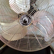 3-Speed Metal Floor Fan Silver/Black, Adjustable Tilt Head, Carry Handle
