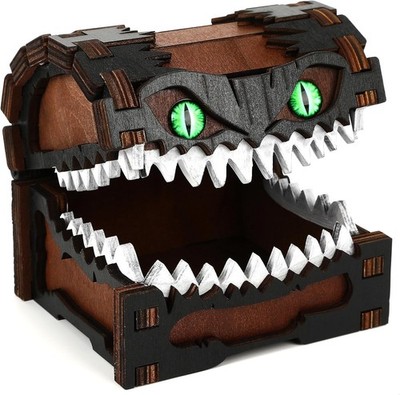 user_c7d7d101yukiemon TOYナイトボックス 4点 Mimic Dice Box – Wooden Monster Treasure Chest with Teeth & Green