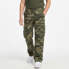 Wrangler 9RK5W7E Camo Cargo Pants Boys Size 8 R Green Camouflage Adj. Waist