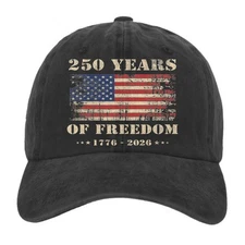 250 Years Of Freedom 1776-2026 Vintage American Flag Patriotic USA Baseball Cap