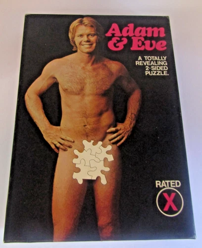 Vintage Adam & Eve 2-Sided Jigsaw Puzzle Rated X 1972 Complete 500 + Pcs. Retro
