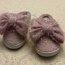 MIA Women  s Cozy Slippers White Sherpa Pink Bow Mule Slides Size 8 NEW