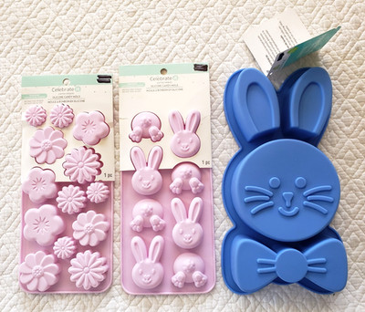 New Easter Silicone Mold Bundle 3 Pack Flower Bunny Chocolate Candy Cake Baking