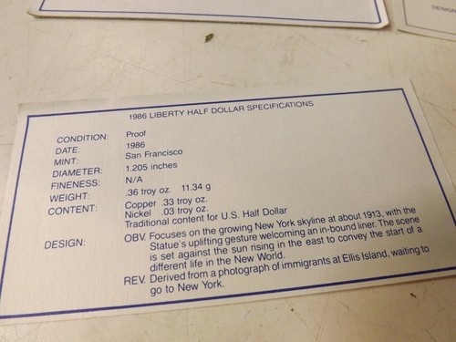 CAJA VACÍA para 1986 Estados Unidos Liberty Proof juego de 2 monedas de plata y medio dólar - Imagen 6 de 11