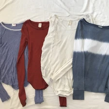 Free People Long Sleeve Lot 4 Top Shirt Waffle Knit Intimately Thermal We The