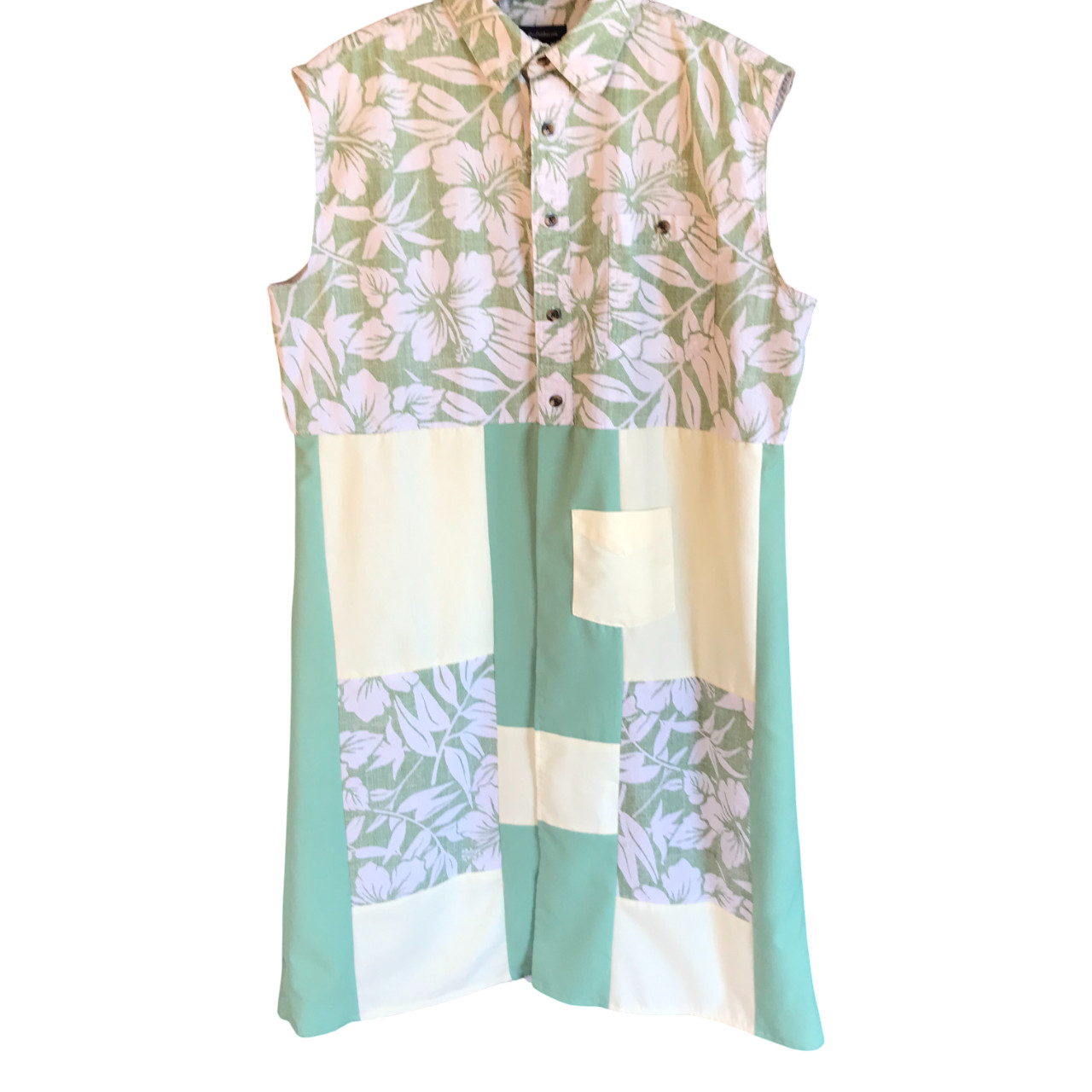 Upcycled Patchwork Boho Duster, Tropical Print La… - image 4