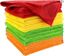 12"x12" Microfiber Cleaning Cloths, 12-Pack of Soft Absorbent Streak-Free Towels