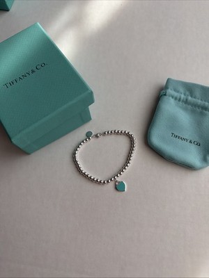 Tiffany & Co. Blue Heart Tag Bead Bracelet ( 7.5 Inches ) | eBay