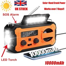 100000mAh Emergency Wind Up Solar Radio Hand Crank Power Bank FMAM Charger Torch