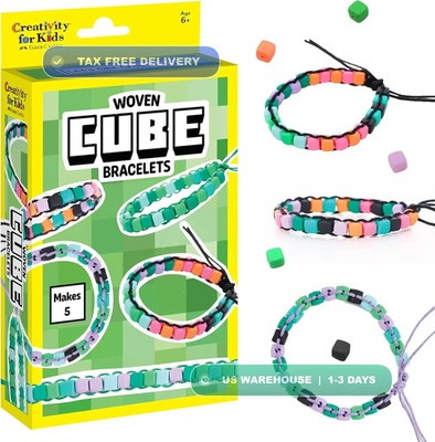 Creativity for Kids Woven Cube Bracelets Mini Kit | Make 5 Pixel-Inspired Bracel