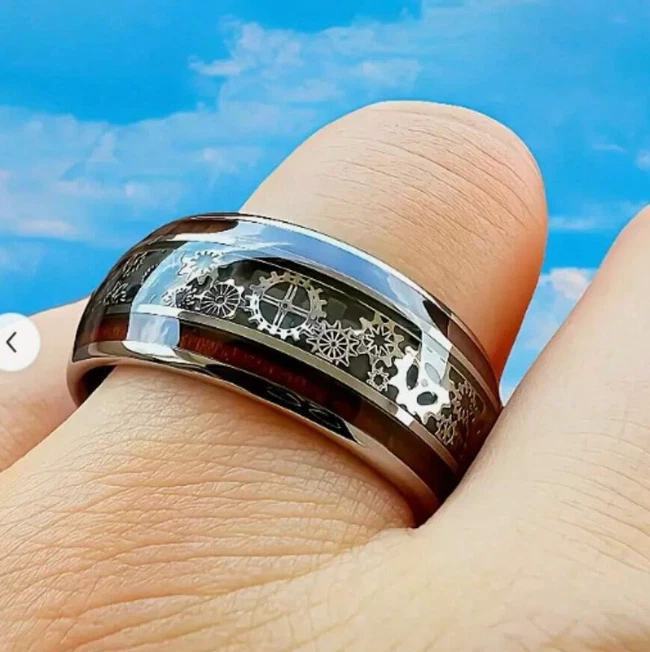 Anillos de Titanium En Oro 14k Sortijas Para Hombre Joyeria Fina Anel Aros Foto 3 de 4