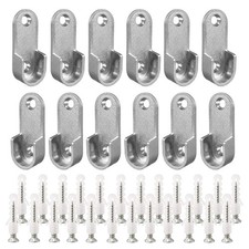 Oval Closet Rod End Supports With Mounting Screws For 15 X 30mm Rods 12 Pack