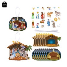 Engaging Nativity Crafts Set for Kids - 32 Stickers  Backgrounds Included