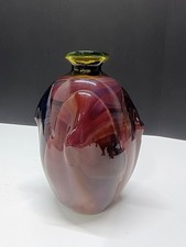 Dominick Labino 1967 Art Glass vessel signed Laminated Rose heavy & stunning! 7