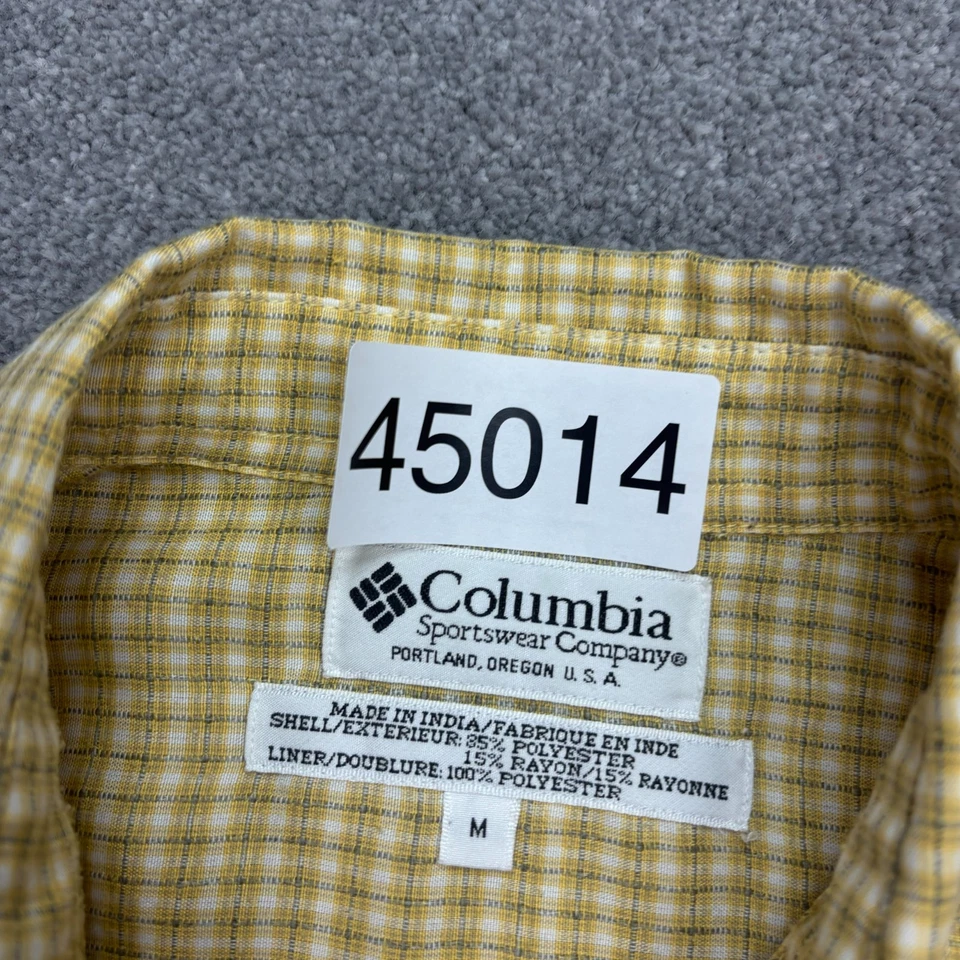 Columbia Shirt Womens Medium Yellow Button Up Check Hiking Hawaiian Beach Lady - Image 4 of 4