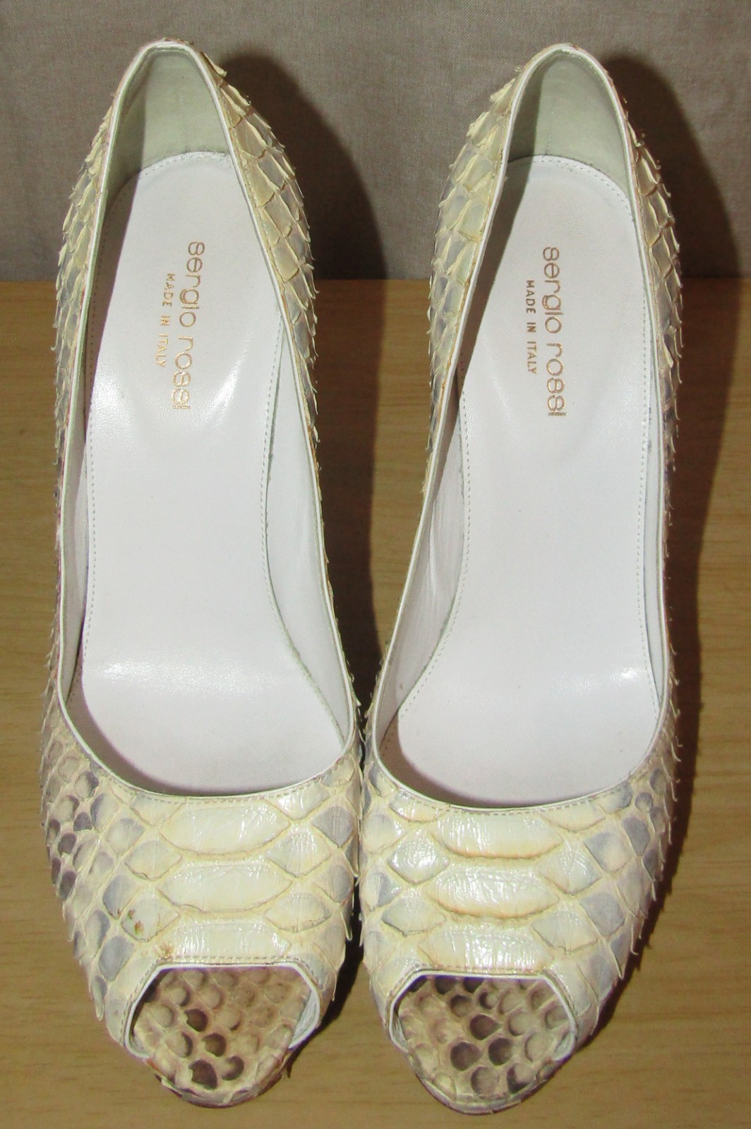 EUC Sergio Rossi Python Skin Peep Toe Hidden Plat… - image 3