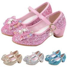 Girls'Heels Party Mary Jane Basic Pump Dress Crystal Bowknot