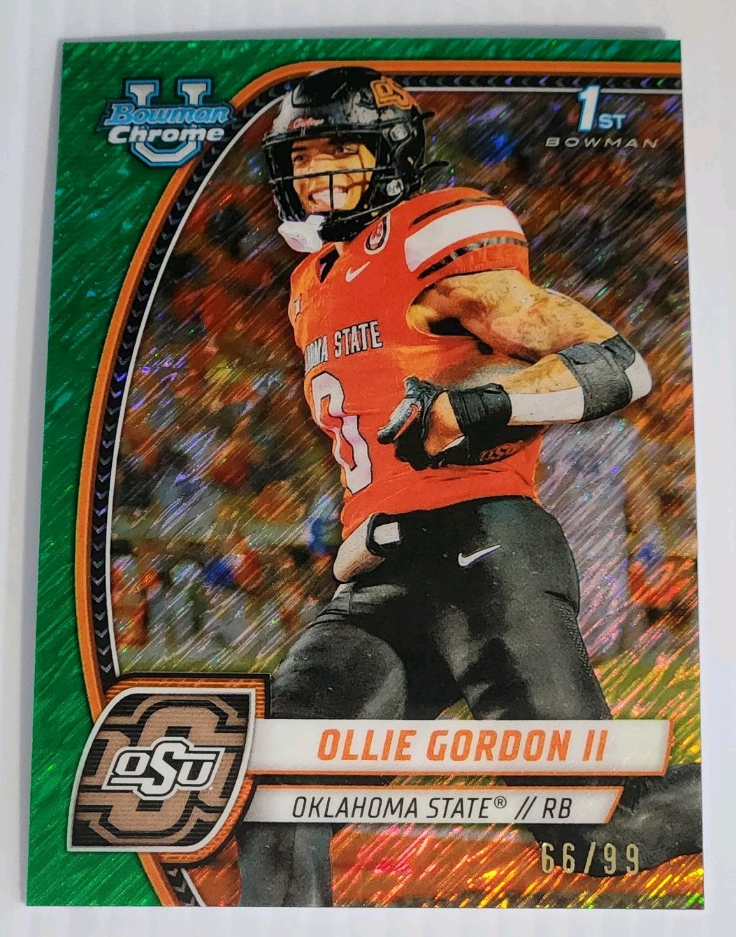 2024 Bowman University Chrome - Green Shimmer Refractor #197 Ollie Gordon II /99
