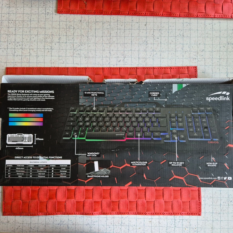 SPEEDLINK Farbige Gaming Tastatur RGB Led Beleuchtung-USB -Schwarz - Bild 2 von 2