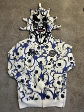 The Glory Glo Gang Zip-Up Hoodie Skulls Pattern, Size MEDIUM