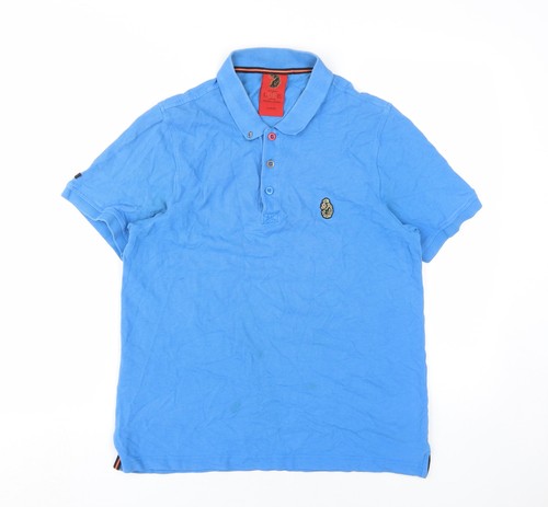 LUKE Men's Blue Polo Shirt Large Casual Short Sleeve