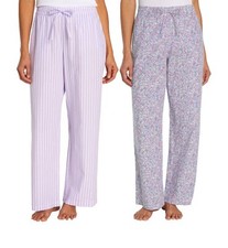 Gap Women's 2 Pack PJ Pants Light Purple Flowery Large 100 Cotton