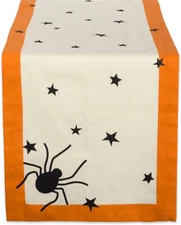DII Halloween Tabletop Collection 72" x 14" (Runner), Black Stars 