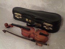 Antique Miniature 6 Inch Long Violin With Original Case