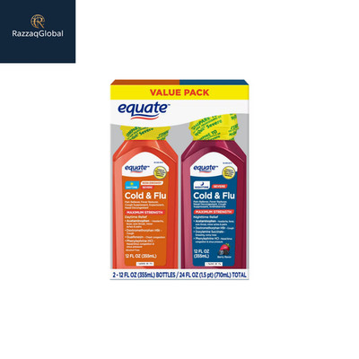 Equate Max Strength Severe Cold & Flu Relief Day & Night Combo, 12 fl oz