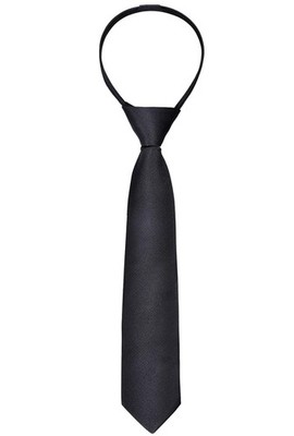 Boys Solid Color Vorgebundene 2,4 '' Reißverschluss Skinny Krawatte, Schwarz