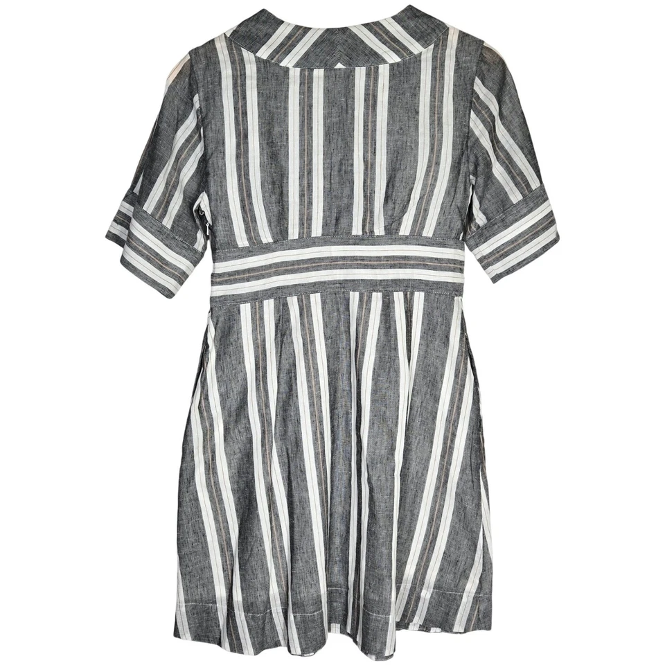 Vestido Banana Republic Petite a Rayas Mezcla de Lino Cuello en V Shabby Chic Talla 0 Foto 2 de 4