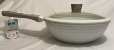 D&W Deane & White 12” Wok-Shiny White Non-Stick W/Lid NWT