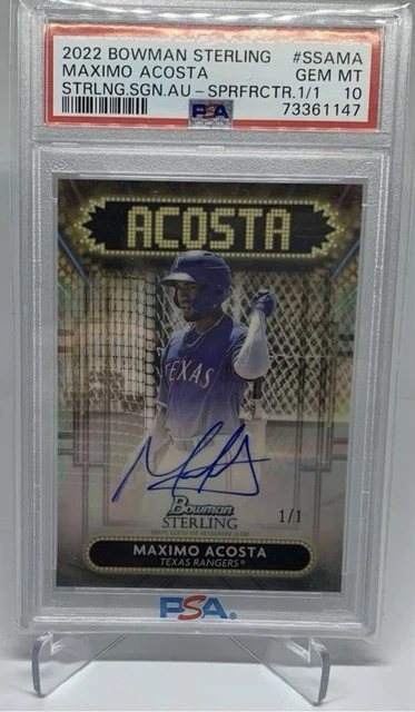 2022 Bowman Sterling Sterling Signage SuperFractor Maximo Acosta Autograph 1/1