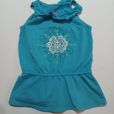 Vintage 90s Healthtex Blue Floral Dress Girls Sz 5 Retro Cottagecore Boho