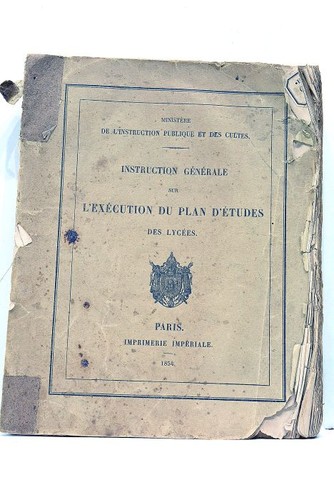 LIVRE ANCIEN INSTRUCTION EXÉCUTION PLAN ÉTUDES LYCÉES ENSEIGNEMENT EMPIRE 1854 - Picture 2 of 3