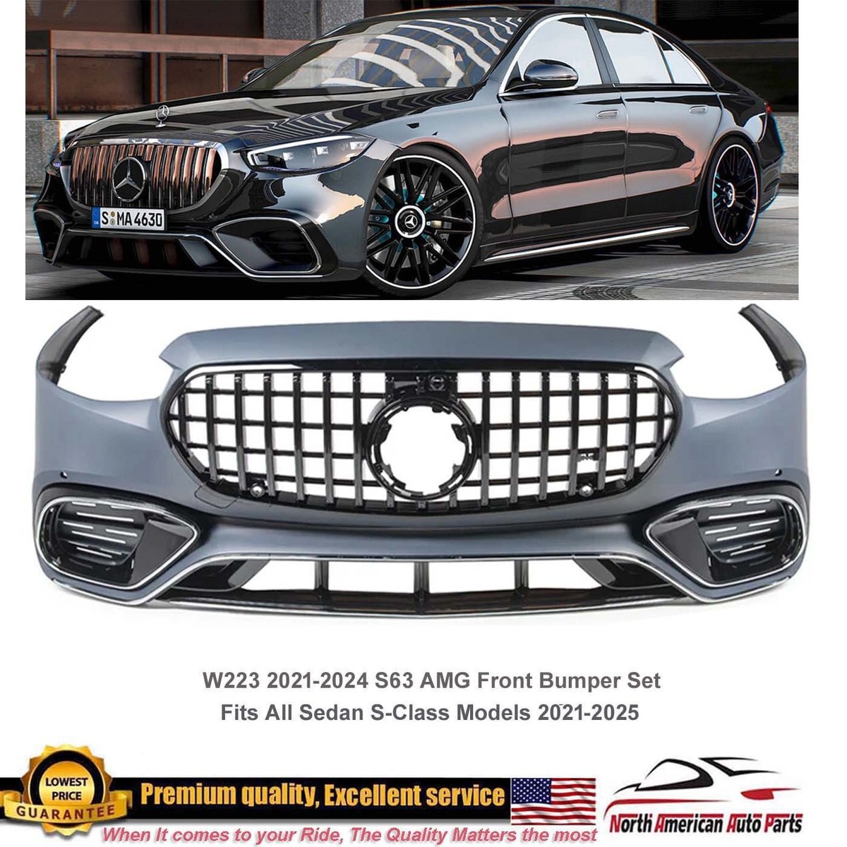 S63 AMG Front Bumper GT Grille 2021-2025 S650 S580 Set Body Kit S