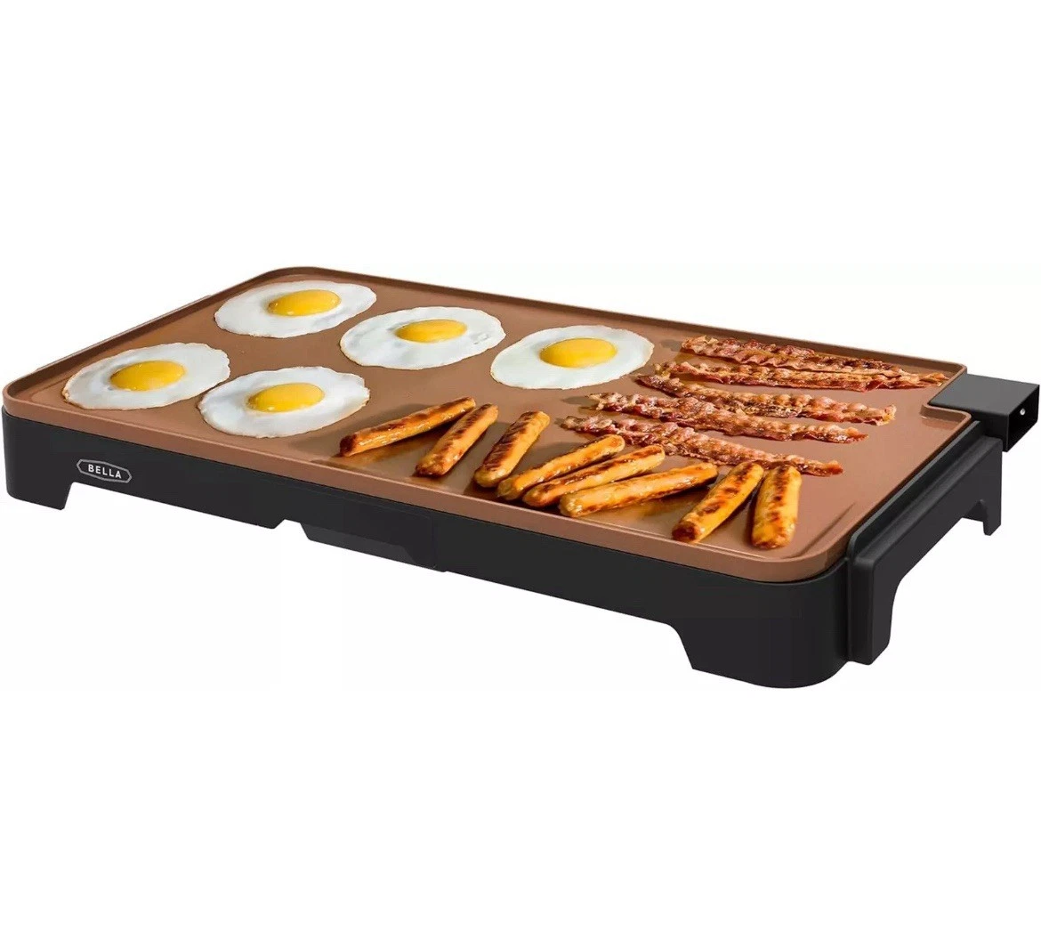Copper Titanium Ceramic Griddle - Large 12" x 22" Surface, Easy Cleanup, 15 Eggs