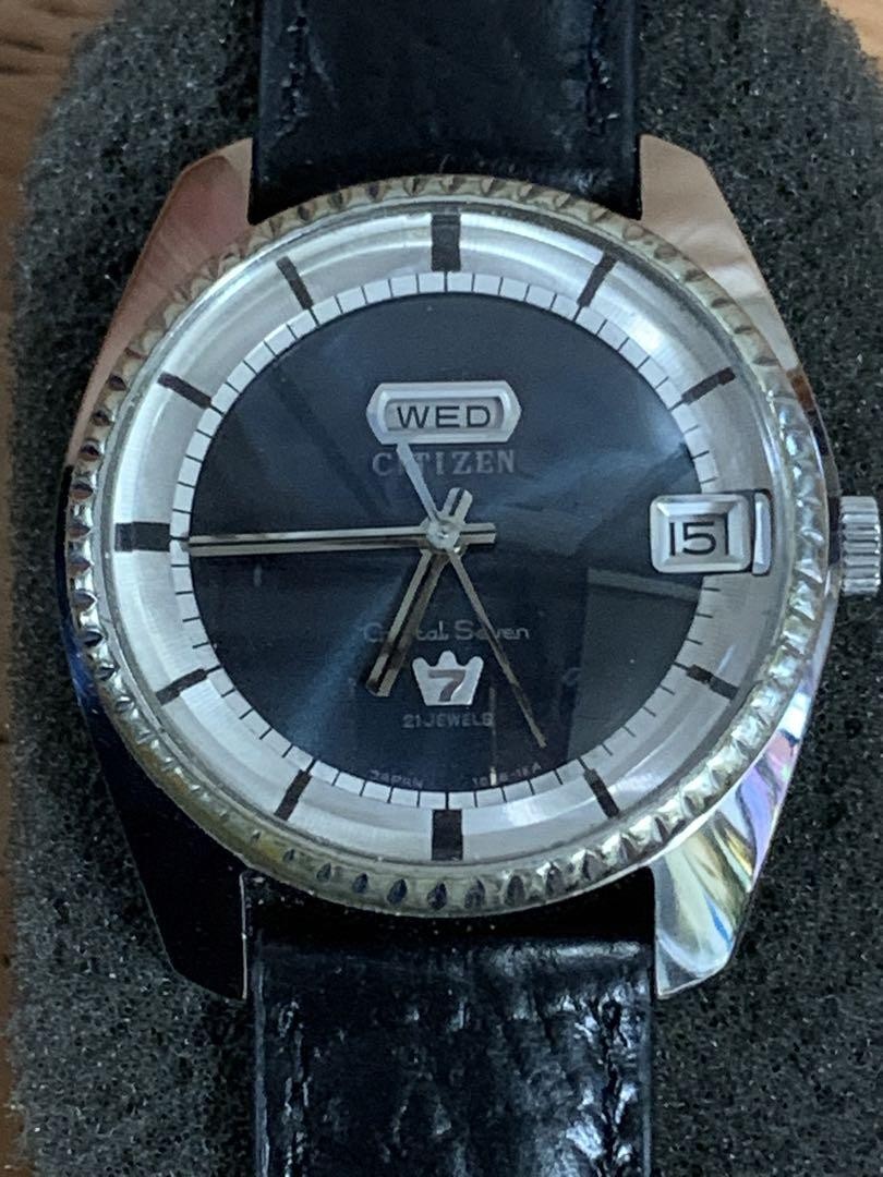 Citizen Automatic Navy Dial Watch 7-4-520157 Self-Winding Pre-Owned