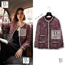 CHANEL 10A Red Black Ivory Wool Tweed Jacket Karl Lagerfeld 36 US4