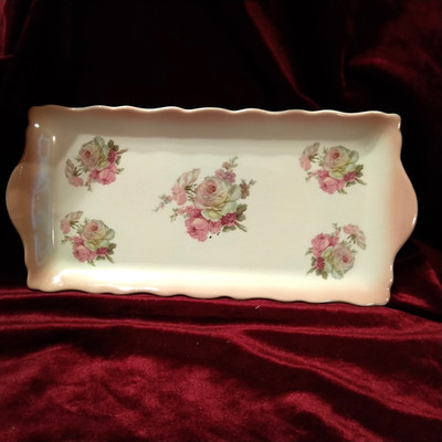 Vintage James Kent Old Foley Sandwichplatte/rechteckiges Tablett Floral Regal 11''