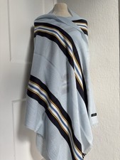 Stola tessuto leggero 100% cashmere ultrafine 210x70 cm azzurro oro navy