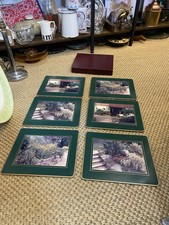 Vintage Lady Clare Forest Green Table Placemats Framed Garden Prints Set Of Six