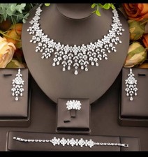 4pc Bridal Jewlery Set In White Gold Plating Lab Created Savroski Crystals 